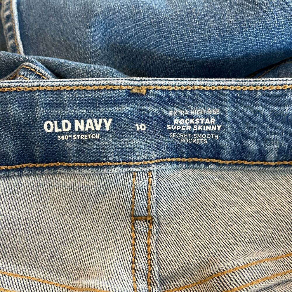 Old Navy Medium Wash Extra High Rise Rockstar Super Skinny Ankle Jeans 10 - Picture 3 of 10